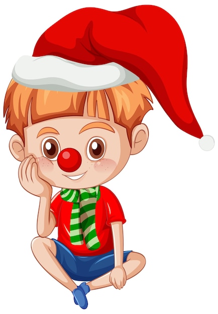 Garoto bonito em personagem de desenho animado de fantasia de Natal