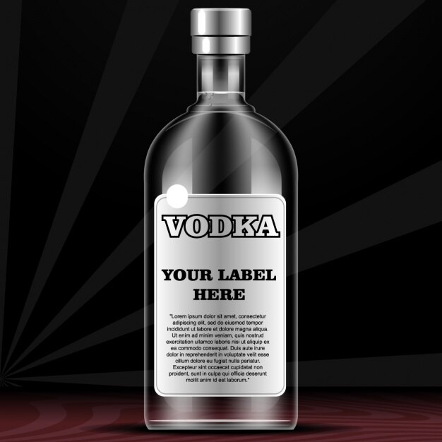 Garrafa de vodka com etiqueta