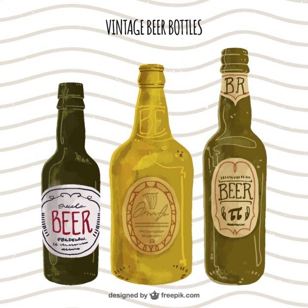 Vetor grátis garrafas de cerveja com estilo clássico