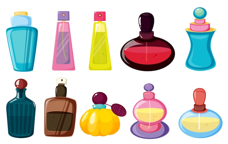 Vetor grátis garrafas de perfume