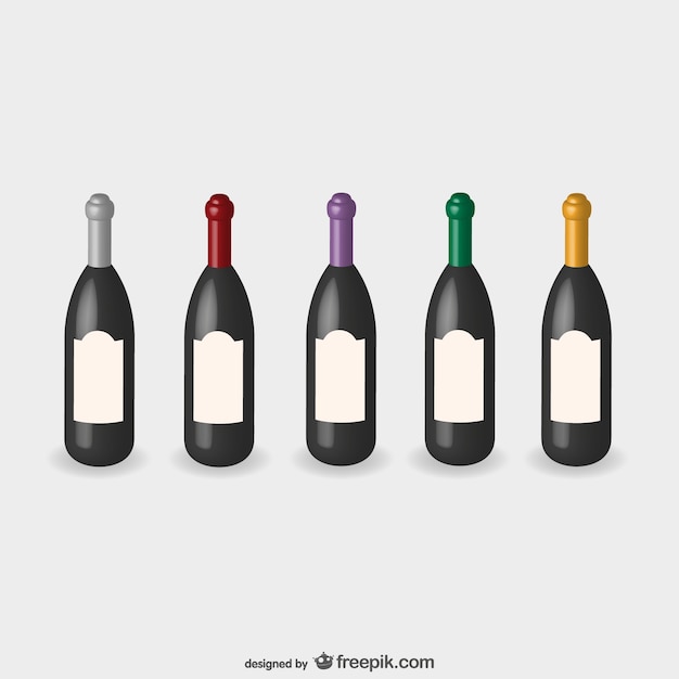 Vetor grátis garrafas de vinho vector maquete