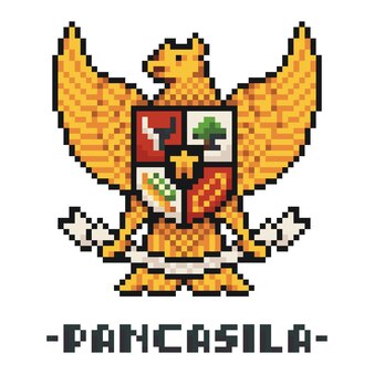 Garuda pancasila national emblem of indonesia pixel art ilustração vetorial