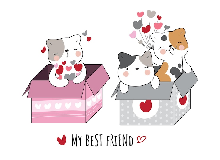 Vetor grátis gato animal fofo plano com ilustração de melhor amigo para crianças