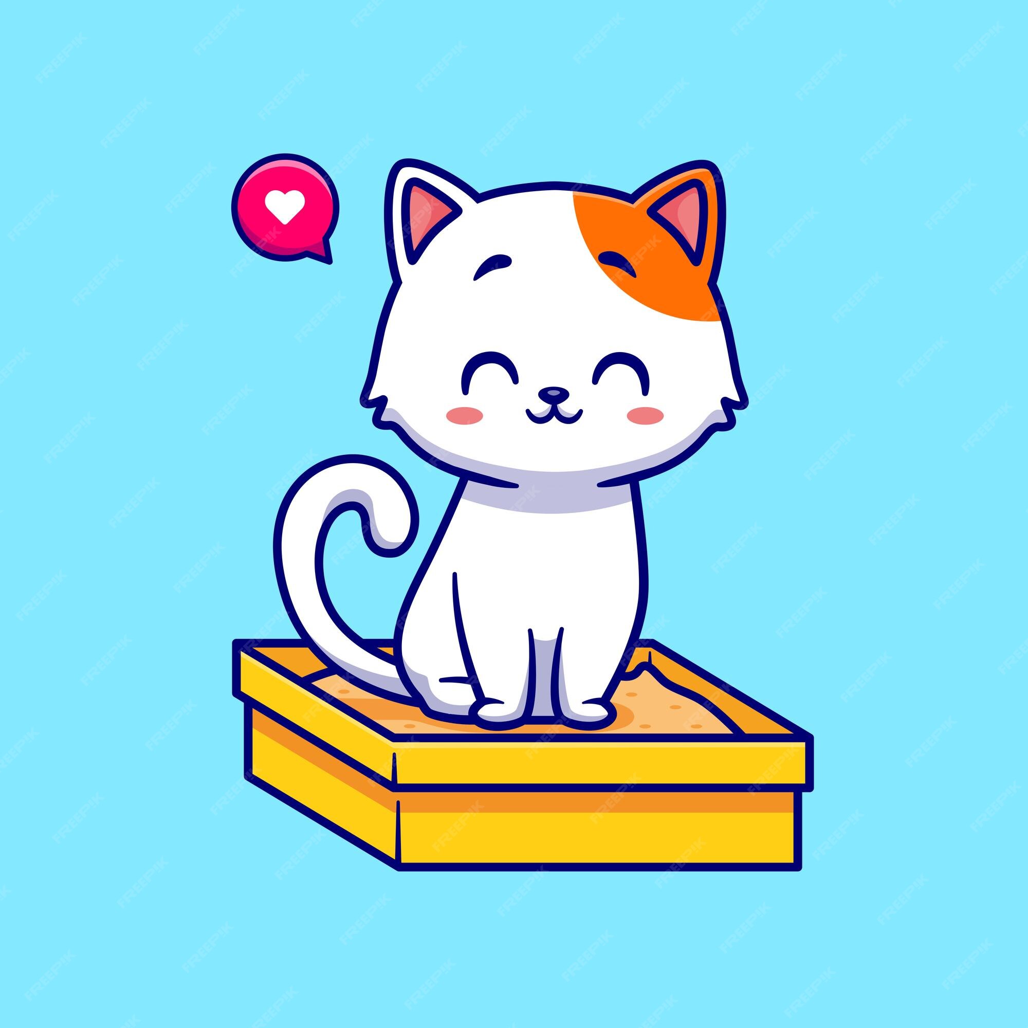 Gatos Bonitos De Kawaii Dos Desenhos Animados No Fundo Branco Ilustração do  Vetor - Ilustração de arte, consideravelmente: 140654315