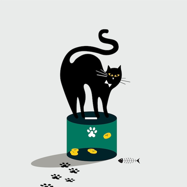 Vetor grátis gato de pé na caixa de doação