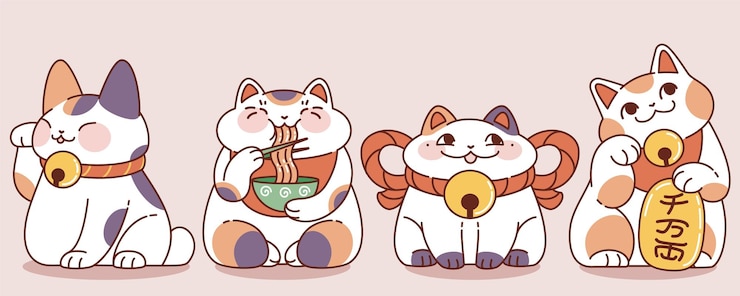Vetor grátis gato de sorte japonês