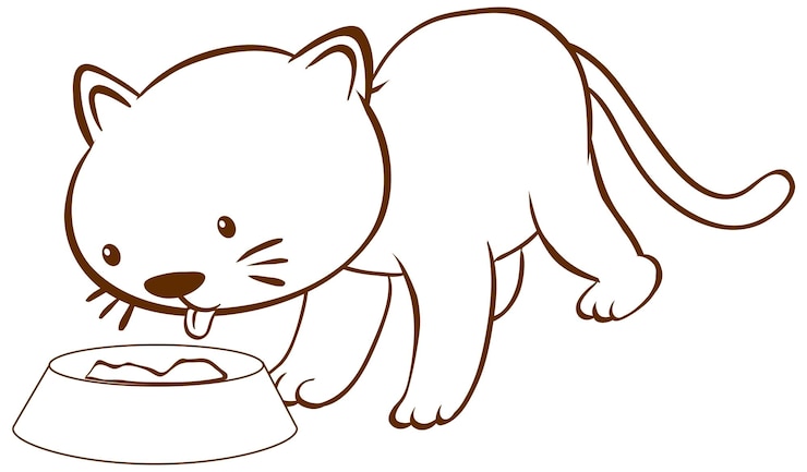 Vetor grátis gato em estilo simples doodle no fundo branco