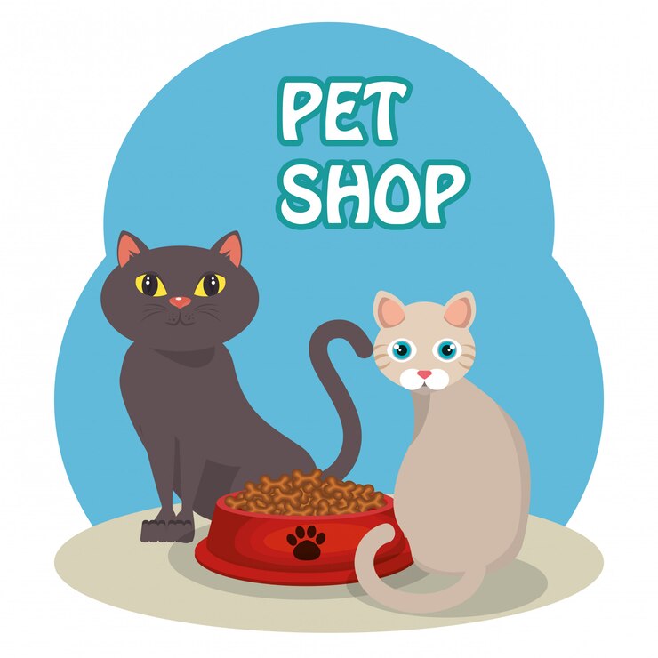 Vetor grátis gatos fofos com comida