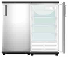Vetor grátis geladeira com porta fechada e aberta