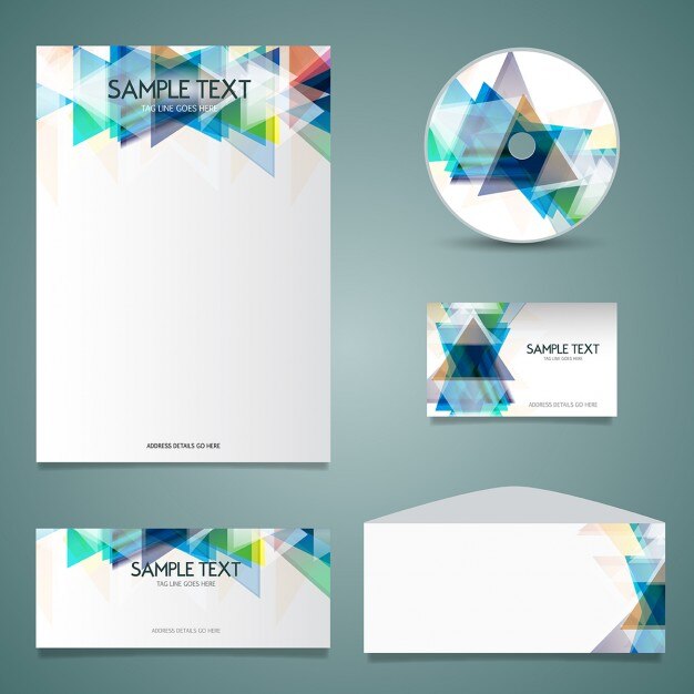 Vetor grátis geometric papelaria do negócio