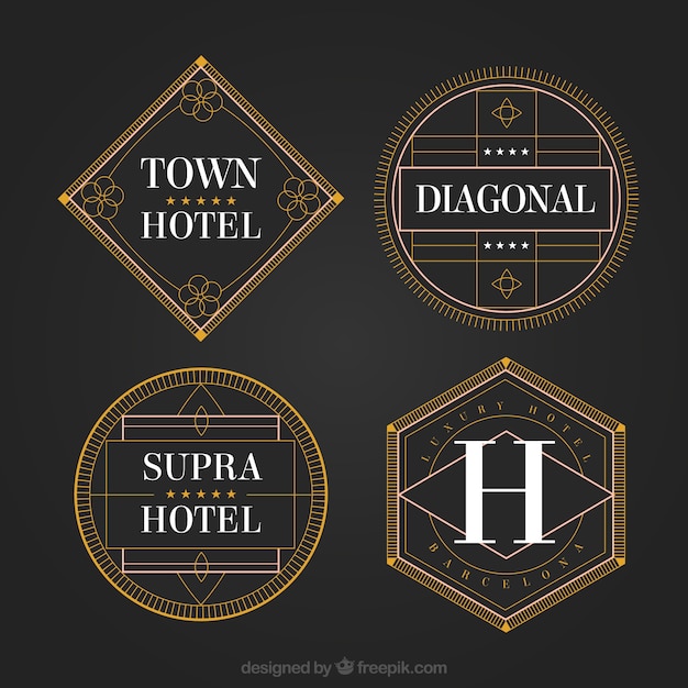 Vetor grátis geométricos logos de hotéis em um estilo do vintage