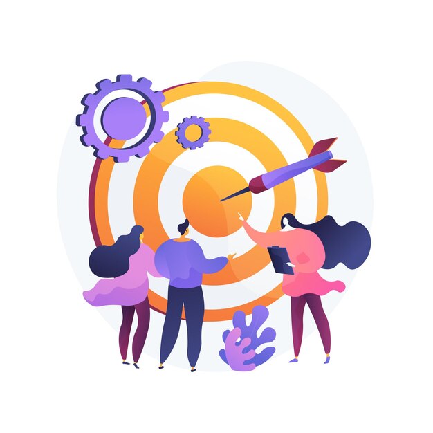 Gestão de pessoal, definição de perspectiva, orientação de objetivos. Organização do trabalho em equipe. Treinador de negócios, executivos de empresas e personagens de desenhos animados pessoais. Ilustração em vetor conceito metáfora isolado.