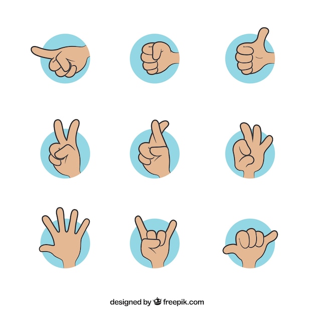 Vetor grátis gestos de mão ilustração