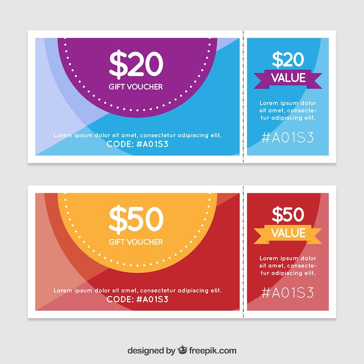 Vetor grátis gift voucher pacote modelo
