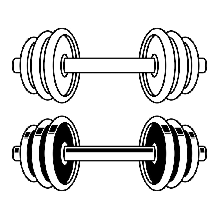 Vetor grátis gimnasia de dumbbell dois estilos