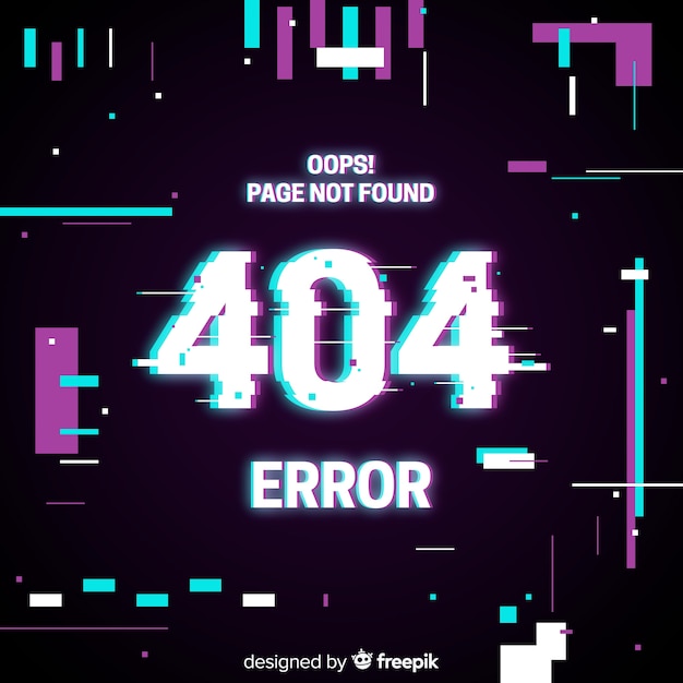 Vetor grátis glitch error 404 page background