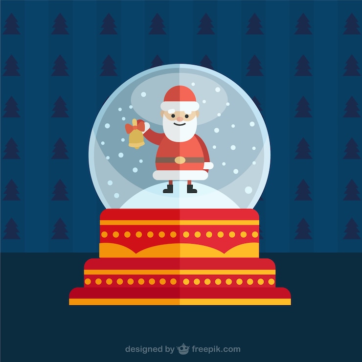 Vetor grátis globo da neve do natal com um papai noel sorrindo