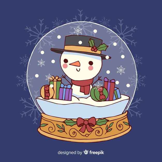 Globo de bola de neve de natal desenhado à mão