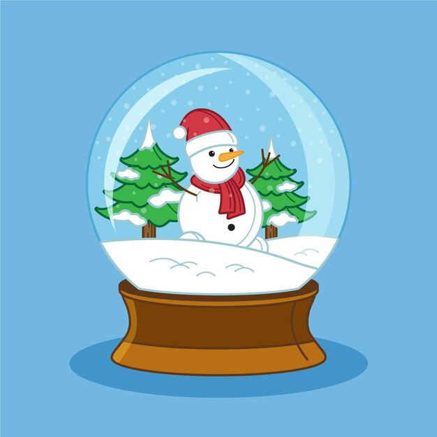 Globo de bola de neve de natal desenhado à mão
