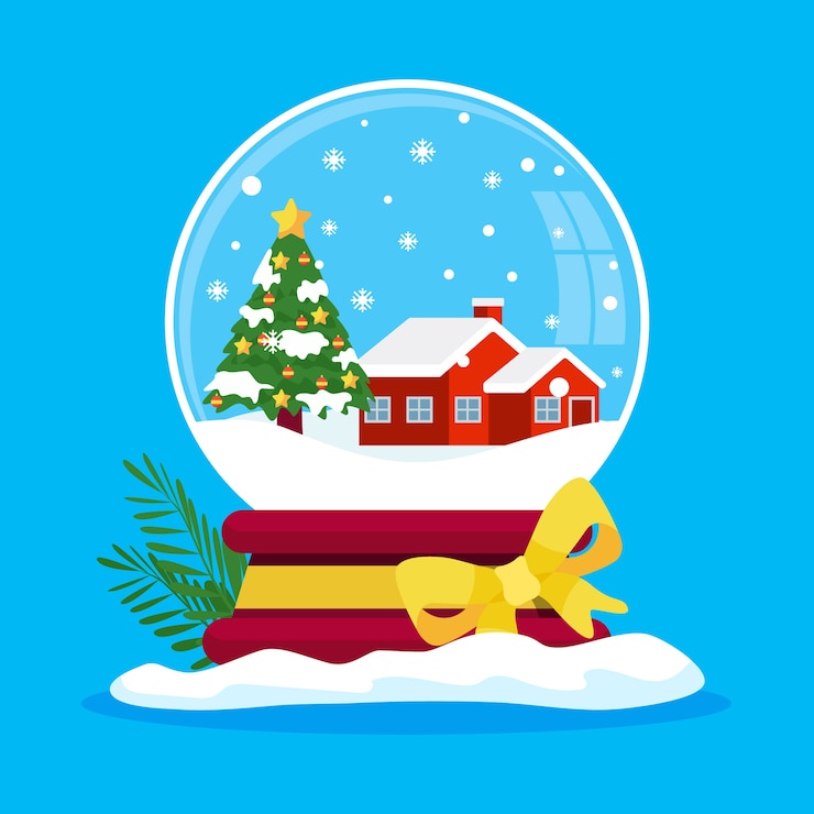 Vetor grátis globo de bola de neve de natal em design plano