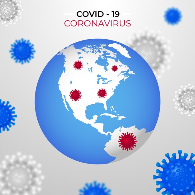 Globo de coronavírus com continentes infectados por vírus