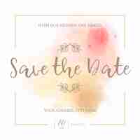 Vetor grátis golden & pink save the date invitation