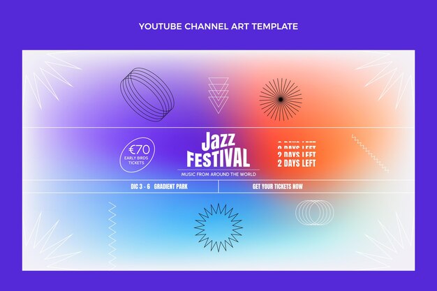 Gradient colorful music festival youtube channel art