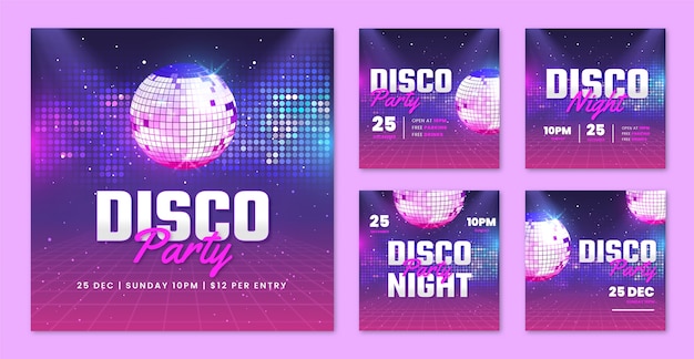 Gradient disco party postagens no instagram