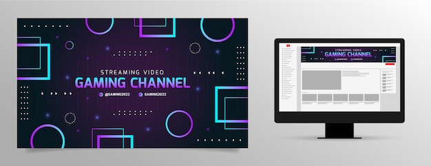 Vetor grátis gradient gaming streaming de arte do canal do youtube