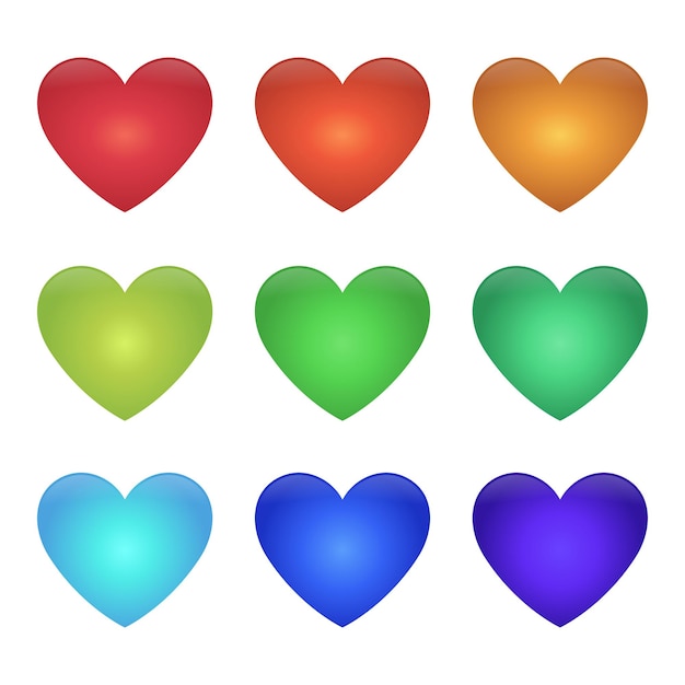 Vetor grátis gradient hearts set vectorart (conjunto de corações gradientes)