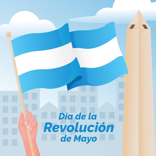 Vetor grátis gradiente argentino dia de la revolucion de mayo ilustração