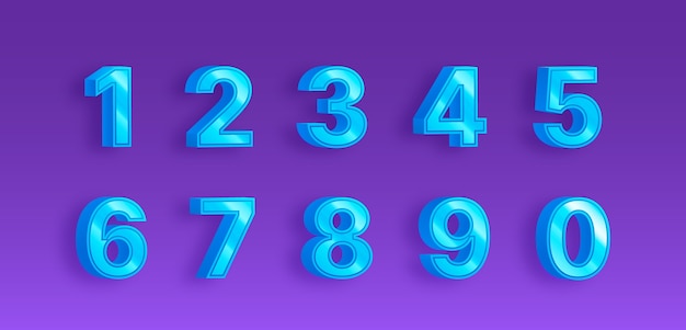 Vetor grátis gradiente conjunto de elementos de números 3d