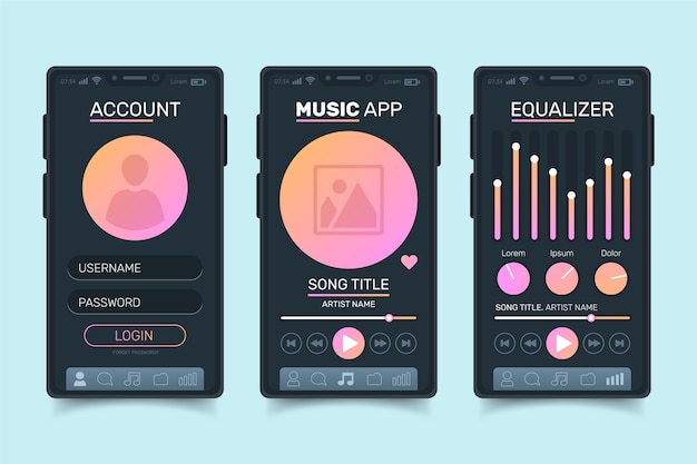 Gradiente de interface de leitor de música rosa