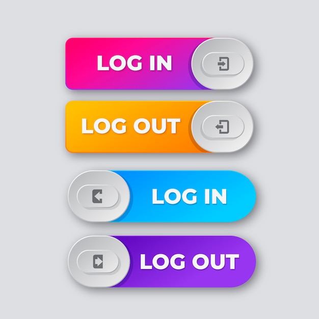 Gradiente ícones de botões de login e logout