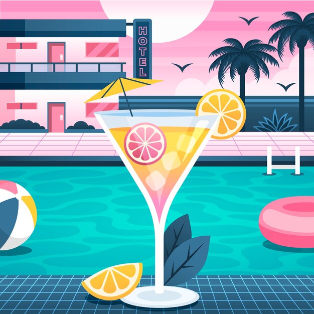Gradiente ilustração de verão dos anos 80