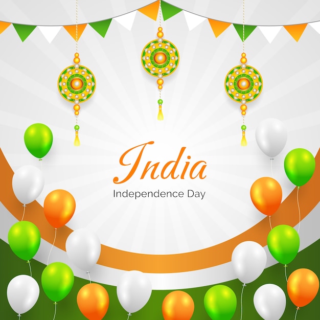 Vetor grátis gradiente ilustração do dia da independência da índia com balões