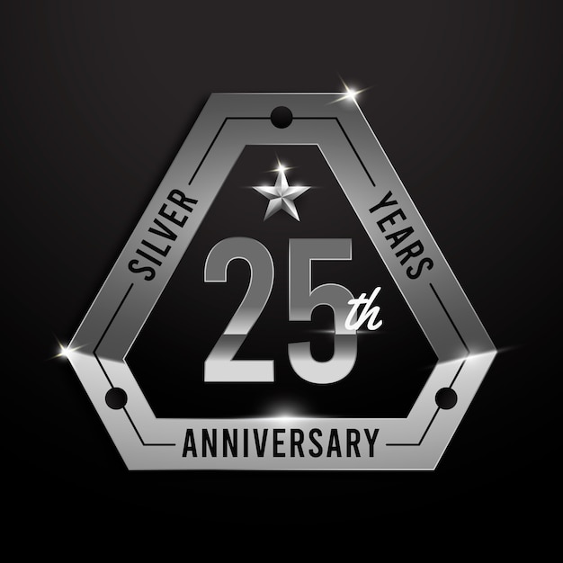 Vetor grátis gradiente logotipo de aniversário de prata