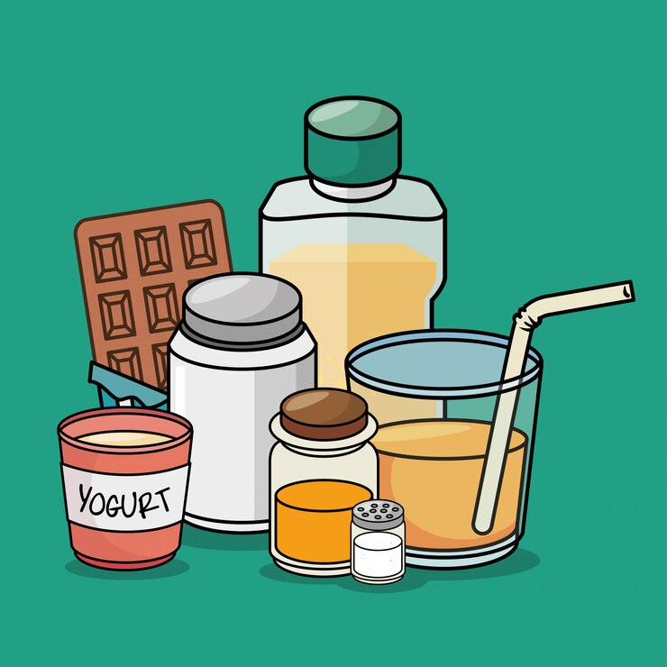Vetor grátis gráfico de itens de desenho animado de café da manhã