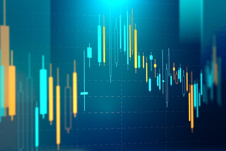 Vetor grátis gráfico de mercado de ações vetor de fundo azul