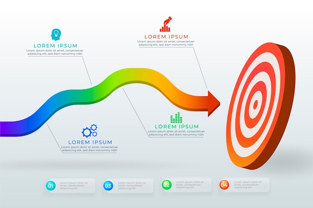 Vetor grátis gráfico de objetivos com informações diferentes