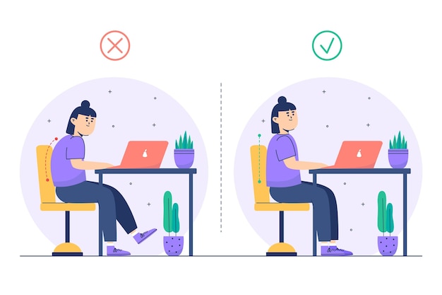 Vetor grátis gráficos de correção de postura