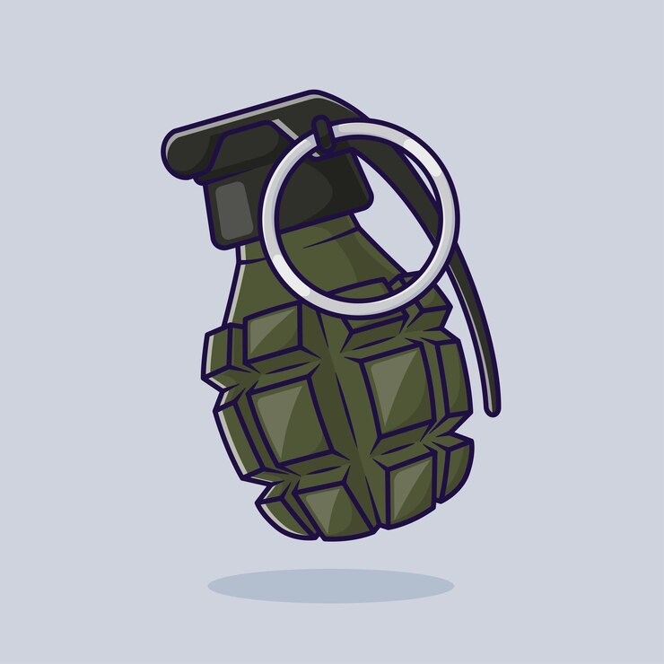 Vetor grátis granada bomba cartoon vetor ícone ilustração arma objeto ícone conceito isolado vetor plano