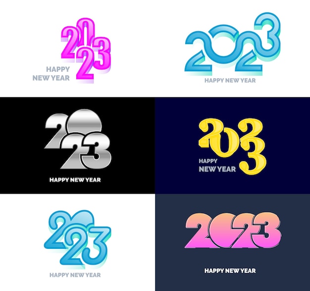 Vetor grátis grande coleção de símbolos de feliz ano novo de 2023 capa do diário de negócios para 2023 com desejos ilustração vetorial de ano novo