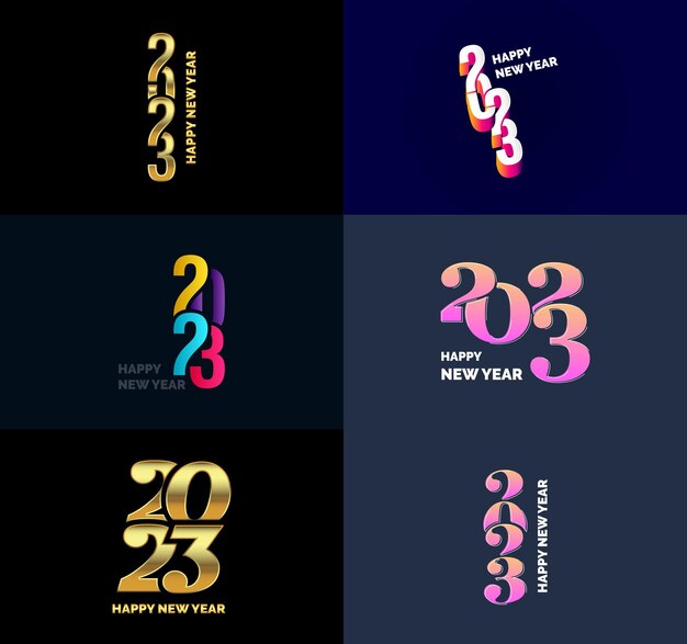 Vetor grátis grande coleção de símbolos de feliz ano novo de 2023 capa do diário de negócios para 2023 com desejos
