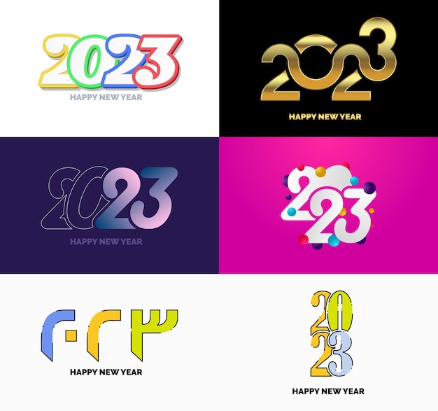 Vetor grátis grande conjunto de 2023 feliz ano novo design de texto modelo de design de número 2023