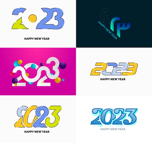 Vetor grátis grande conjunto de 2023 feliz ano novo logotipo design de texto modelo de design de número 2023 ilustração vetorial de ano novo