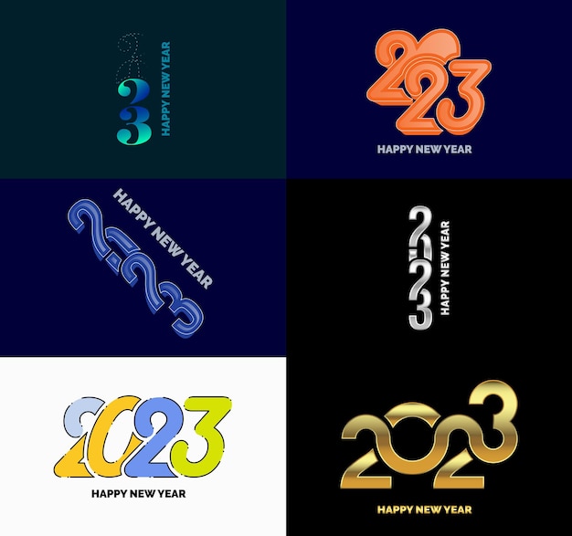 Vetor grátis grande conjunto de 2023 feliz ano novo logotipo design de texto modelo de design de número 2023 ilustração vetorial de ano novo