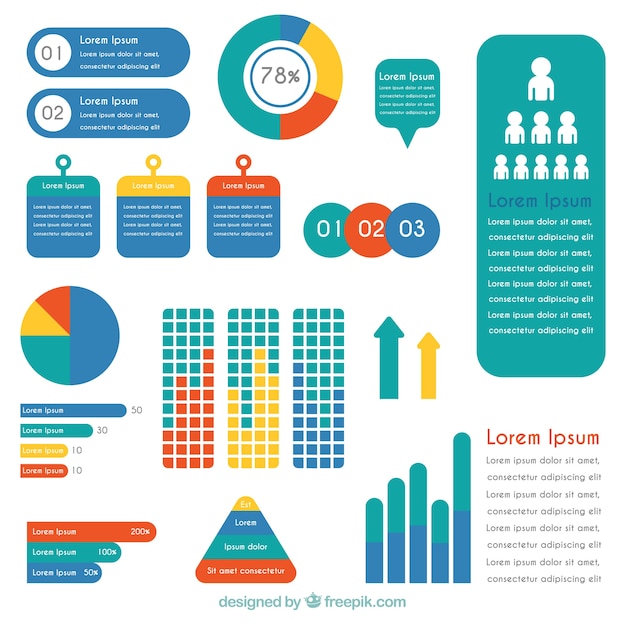 Vetor grátis grande conjunto de elementos infográficos coloridos