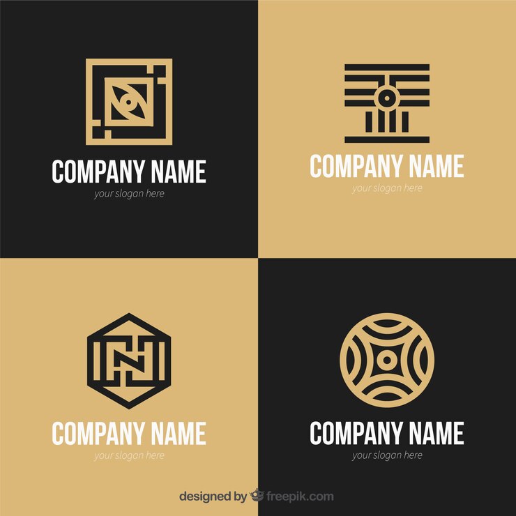 Vetor grátis grande conjunto de logotipos planas com formas geométricas