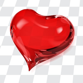 Grande coração transparente em cores vermelhas